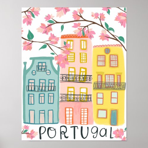 Charming Portugal houses Handmade Artwork Poster