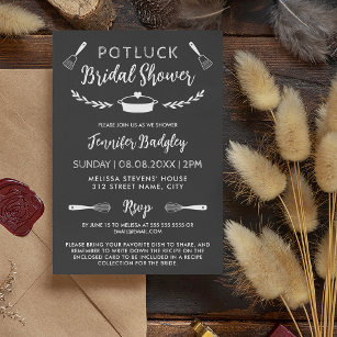 Charming Pot & Tools Potluck Bridal Shower Invitat Invitation