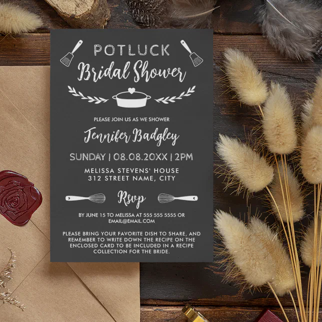 Charming Pot & Tools Potluck Bridal Shower Invitat Invitation | Zazzle