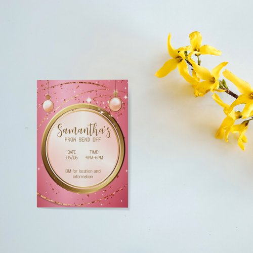 Charming Powder Pink Customizable Prom Invitation Flyer
