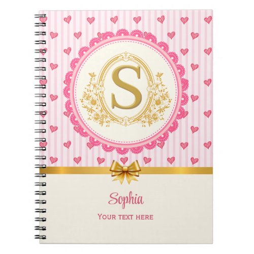 Charming Princess Monogram Hearts Notebook