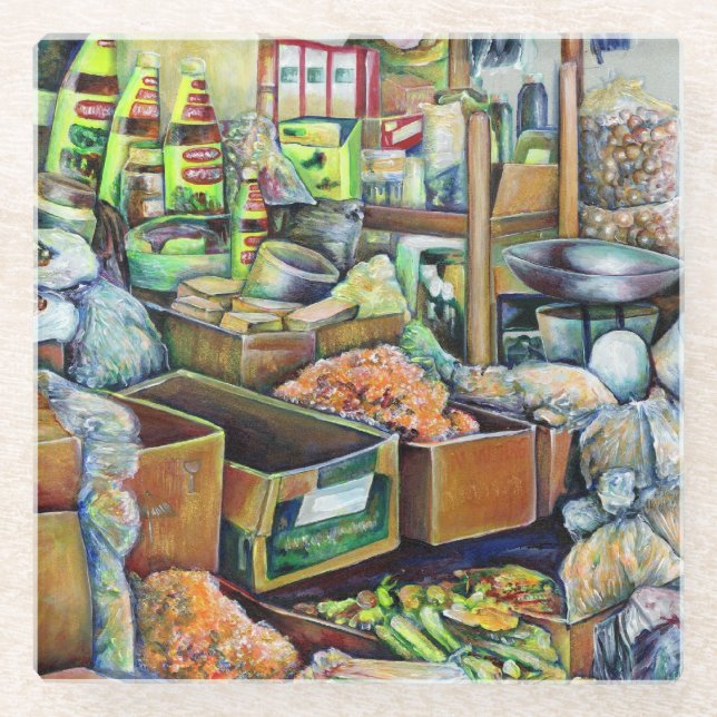 Charming Promises of a Fine Tekka Centre Singapore Glass Coaster (Front)