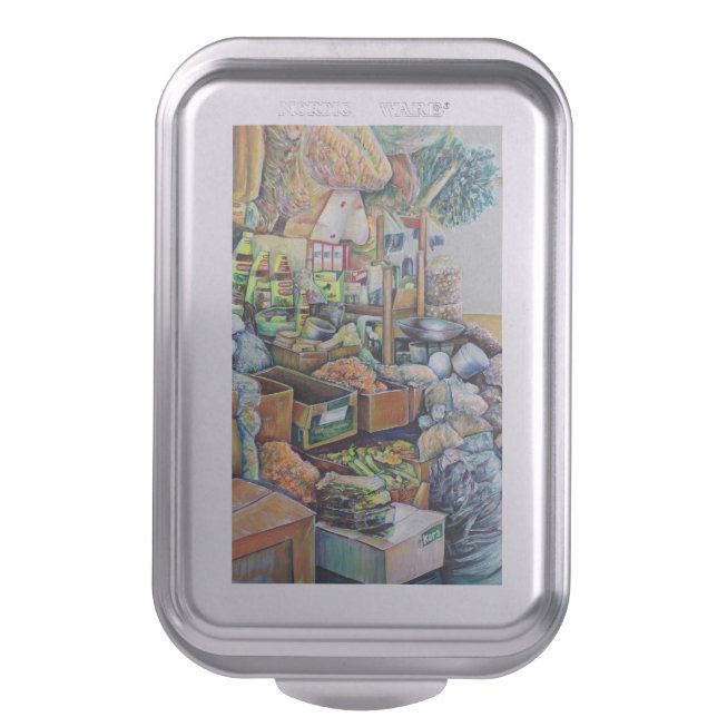 Charming Promises of fine Tekka Centre, Singapore Cake Pan (Front Vertical)