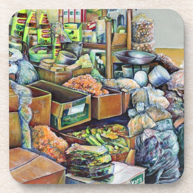 Charming Promises of fine Tekka Centre, Singapore Drink Coaster (Front)