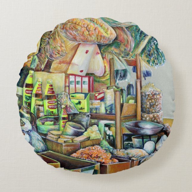 Charming Promises of fine Tekka Centre, Singapore Round Pillow (Front)