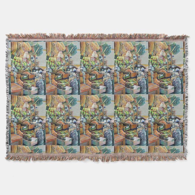 Charming Promises of fine Tekka Centre, Singapore Throw Blanket (Front)