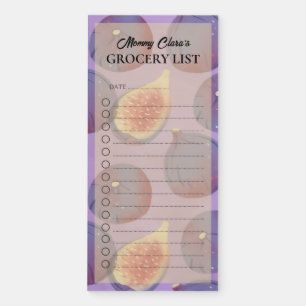 Charming Purple Artistic Fig Grocery List Magnetic Notepad