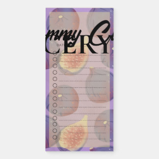Charming Purple Artistic Fig Grocery List Magnetic Notepad