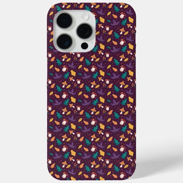 Charming Purple Mushroom Leaf Pattern iPhone Case (Back)