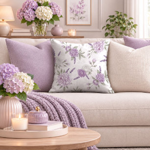 Charming Purple White Floral Cottagecore Pillow