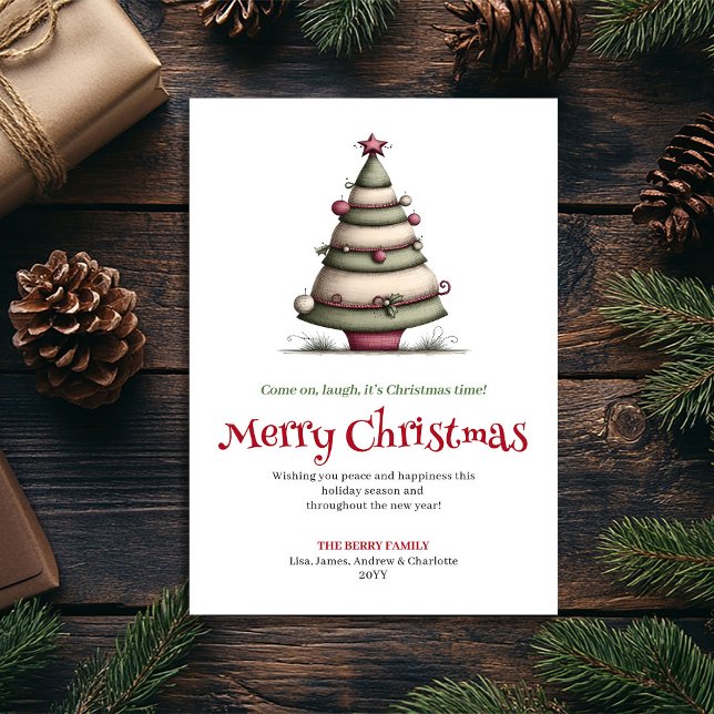 Charming Quirky Christmas Tree Watercolor Card (Charming Quirky Christmas Tree Watercolor Card)