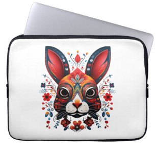 Charming rabbit hygge style colorful playful cute laptop sleeve