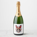 Charming rabbit hygge style colorful playful cute sparkling wine label