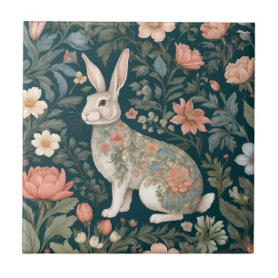 Charming Rabbit William Morris Inspired Floral Ceramic Tile