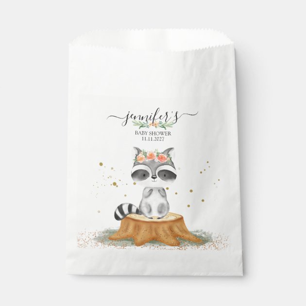 Charming Raccoon Wildlife Baby Shower Favor Bag