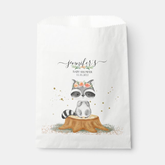 Charming Raccoon Wildlife Baby Shower Favor Bag (Front)