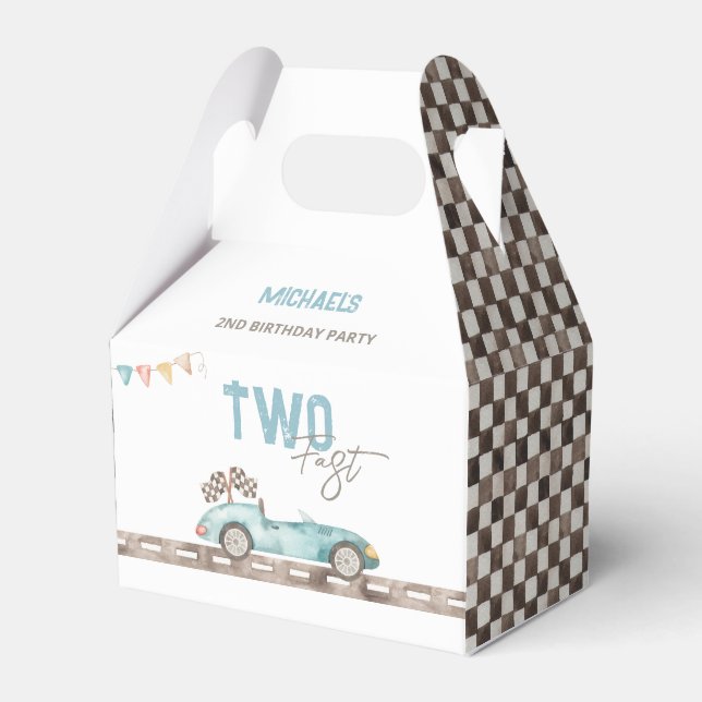 Charming Race Car Birthday Favor Box (Front Side)