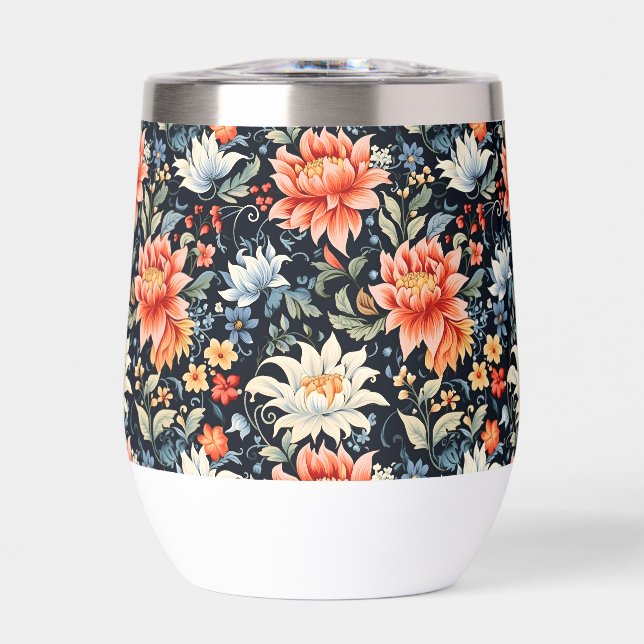 Charming Ranya Floral Pattern-65293 Thermal Wine Tumbler (Front)