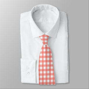 Charming Red and White Gingham Design Neck Tie