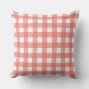 Charming Red and White Gingham Design Throw Pillow