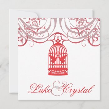 Charming Red Birdcage Wedding Invitation by theedgeweddings at Zazzle