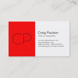 Charming Red Black White Monogram Business Card