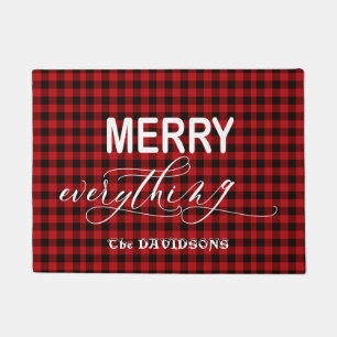 Charming Red Buffalo Holiday MERRY Everything Doormat