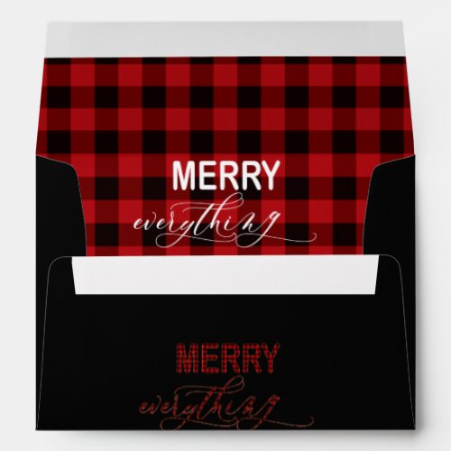 Charming Red Buffalo Holiday MERRY Everything Envelope