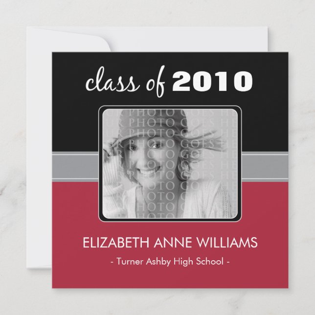 Charming Red Custom Graduation Announcement (Front)