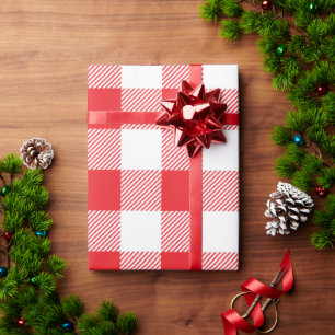 Charming Red Gingham Check Pattern Decorative Wrapping Paper
