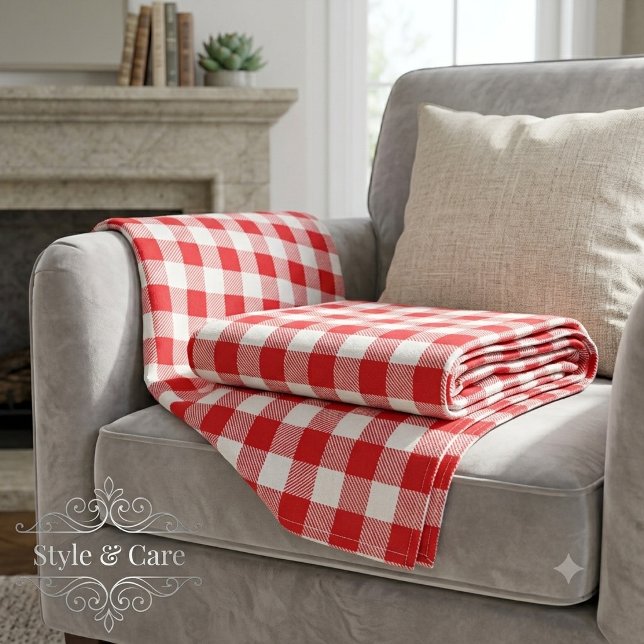 Charming Red Gingham Check Pattern Fleece Blanket (Charming Red Gingham Check Pattern Fleece Blanket)