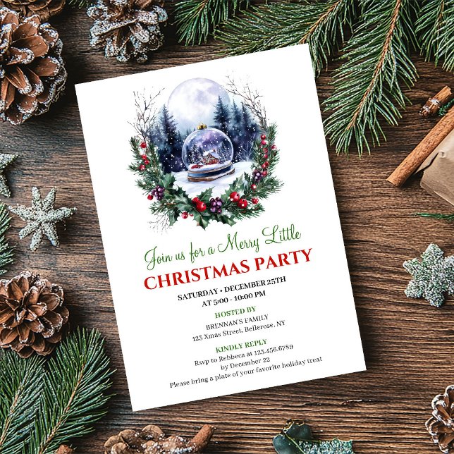 Charming Red Green Holiday Scene Invitation Card (Charming Red Green Holiday Scene Invitation Card)
