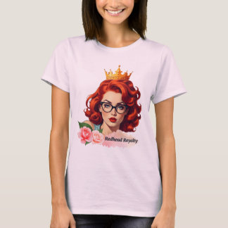 Charming red-haired woman with a crown on her head T-Shirt