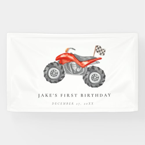 Charming Red Quad Bike Birthday  Banner