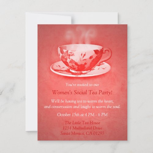 Charming Red Tea Party Invitation