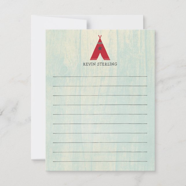 Charming Red Tent on Turquoise Personal Note Card (Front)