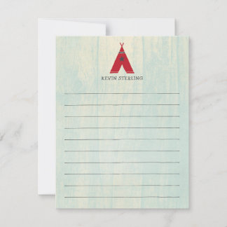 Charming Red Tent on Turquoise Personal Note Card
