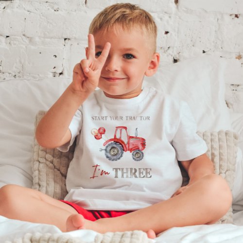 Charming Red Tractor Birthday T_Shirt