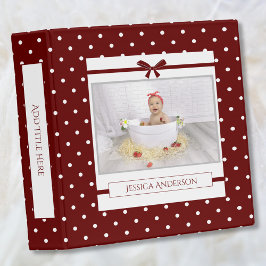 Charming Red White Photo Baby Memory 3 Ring Binder