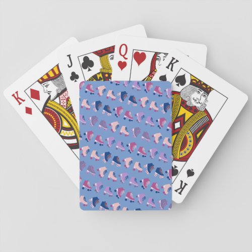 Charming Retro Rollerskates Purple Blue Poker Cards