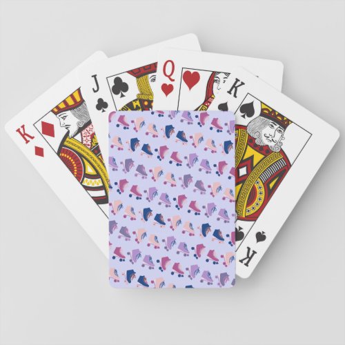 Charming Retro Rollerskates Purple Blue Poker Cards