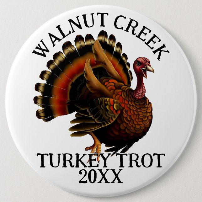 Charming Retro Turkey Trot Race Button (Front)