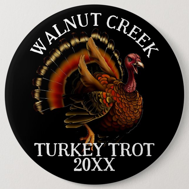 Charming Retro Turkey Trot Race Button (Front)
