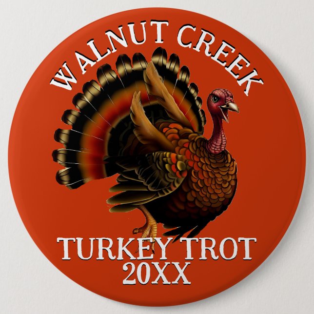 Charming Retro Turkey Trot Race Button (Front)