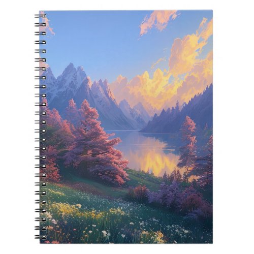 Charming River Amidst Towering Peaks Notebook