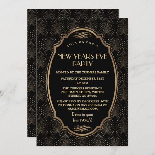 Charming Roaring 20s Great Gatsby New Year Party Invitation