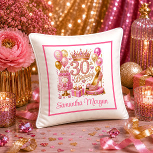 Charming Rose Gold Glitter 30th Birthday Pillow