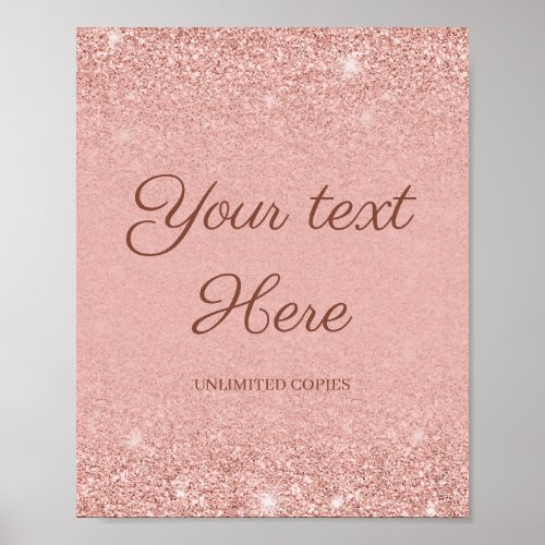 Charming rose gold glitter wedding custom sign