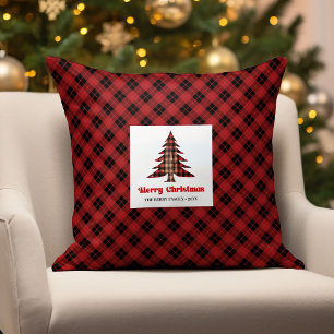 Charming Rustic Buffalo Plaid Custom Name Pillow
