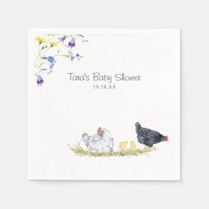Charming Rustic Farmhouse Chickens & Floral Napkins